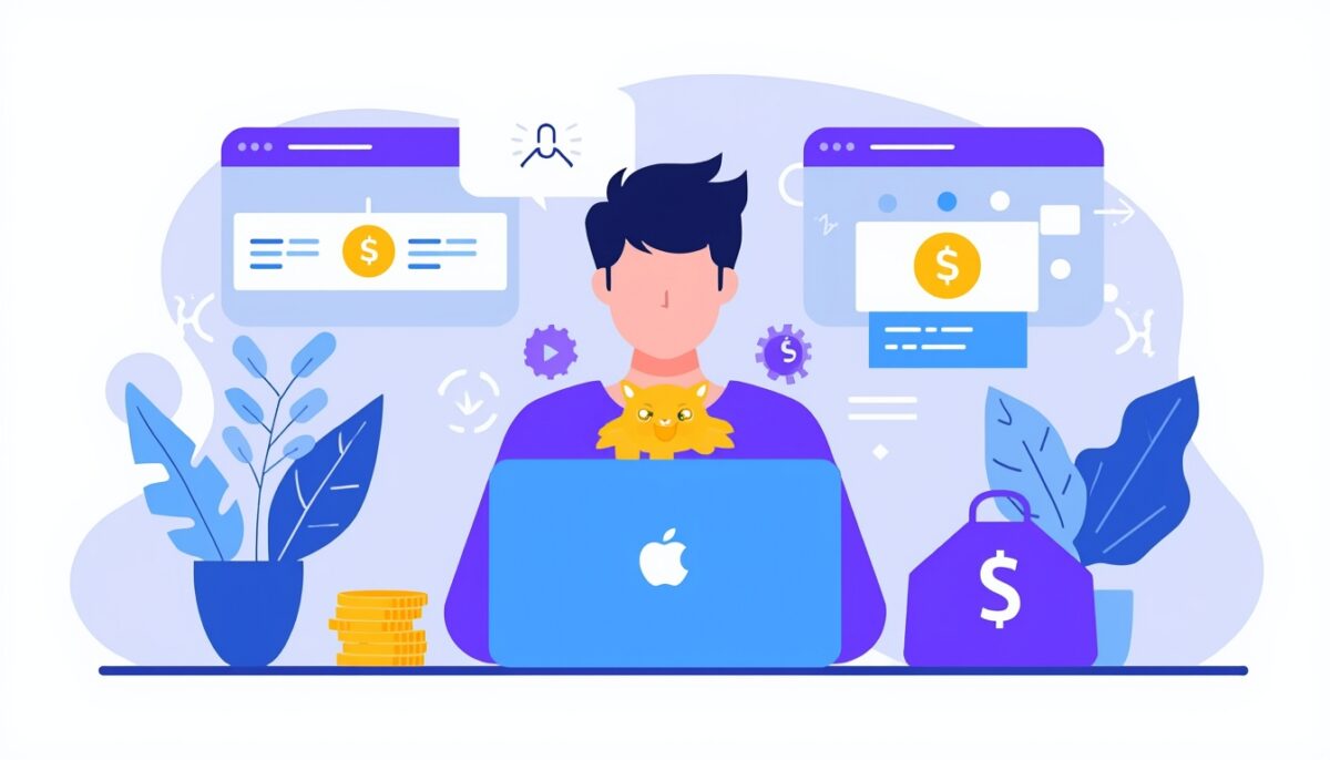 zarabianie na automatyzacjach AI – ilustracja pracy przy komputerze